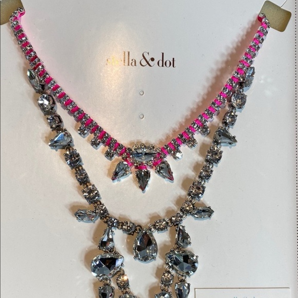 Stella &Dot NIB Statement Necklace Rhinestone - The Neon Dream - Picture 3 of 10